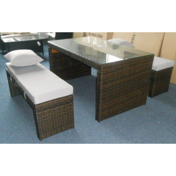 Rattan Furniture Outdoor Aluminium Frame Lounge Dining Bench Set